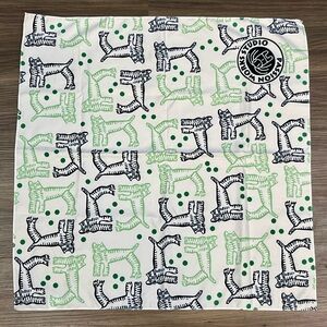 Passion Works Studio Green And Navy All Over Cat Print Bandana Handkerchief